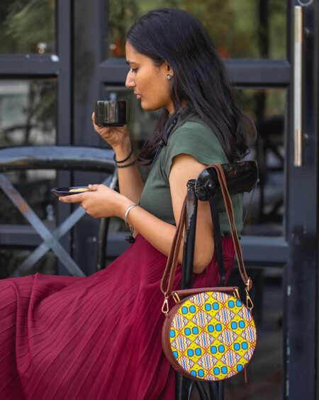 Round Sling Bag | Geometric Pattern
