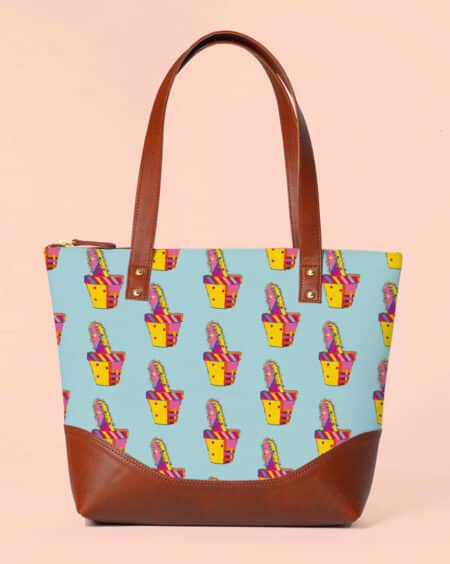 Shoulder Bag for Women with Cactus Pattern Print
