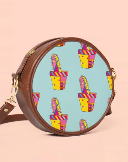 Round Sling Bag | Cactus Pattern