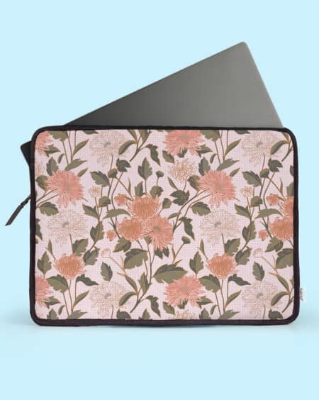 Laptop Covers | Chrysanthemum Floral -Beige