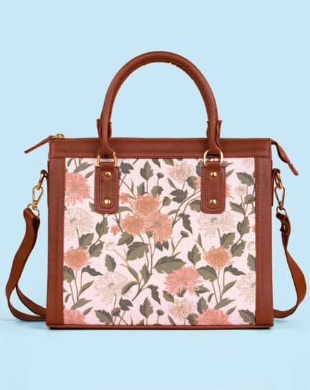 Satchel Sling Bag | Chrysanthemum Floral -Beige
