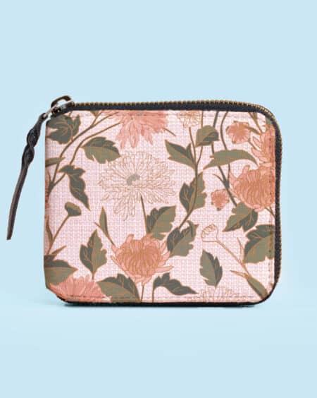 Women's Zip Wallet | Chrysanthemum Floral -Beige